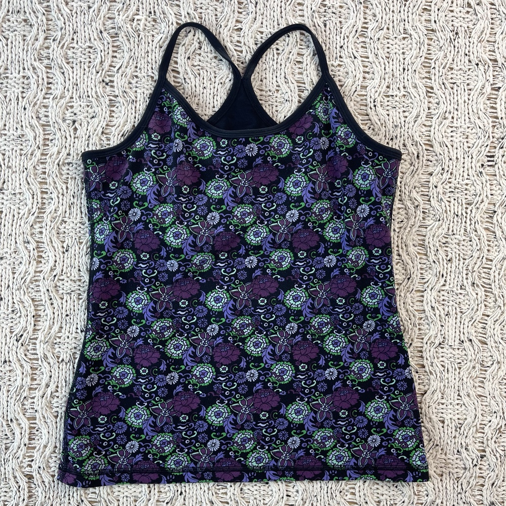 Lululemon Tank Top Womens 8 Black Body All-Over Floral Print